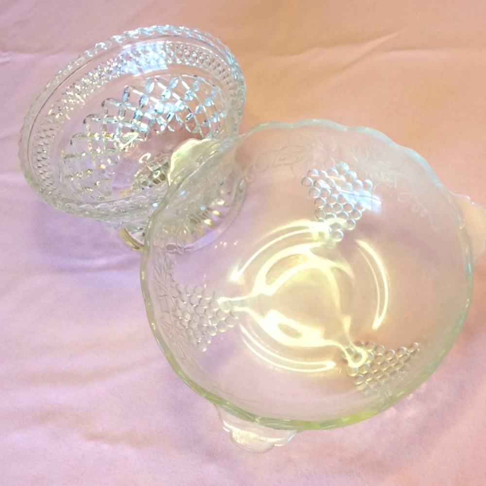 FINAL SALE PRICE Cut Glass Compote & Grape Cluster  Bowl